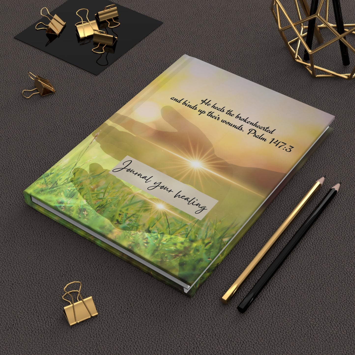 He heals the brokenhearted - Healing Journal - Hardcover Journal Matte