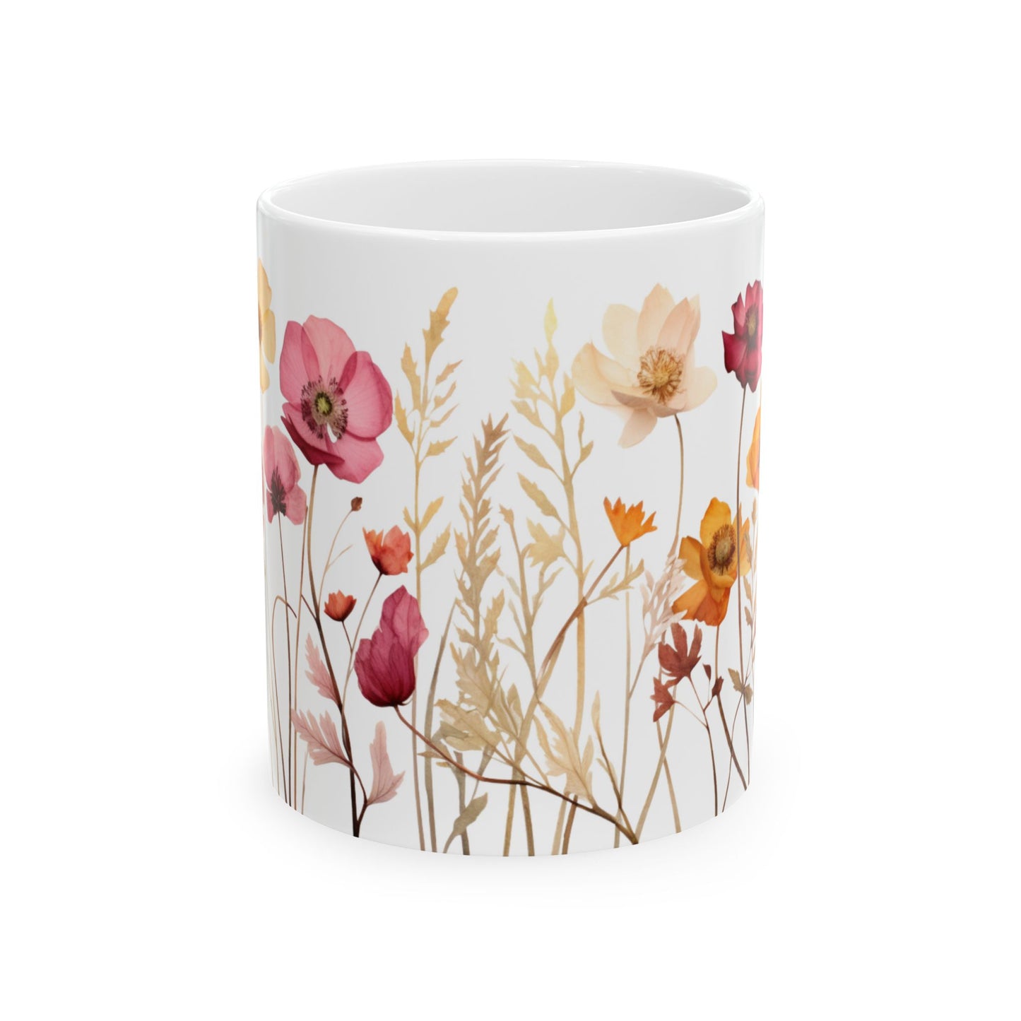 Watercolor Pressed Flowers Mug