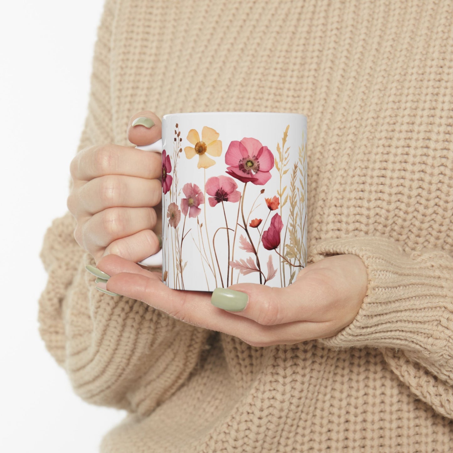 Watercolor Pressed Flowers Mug